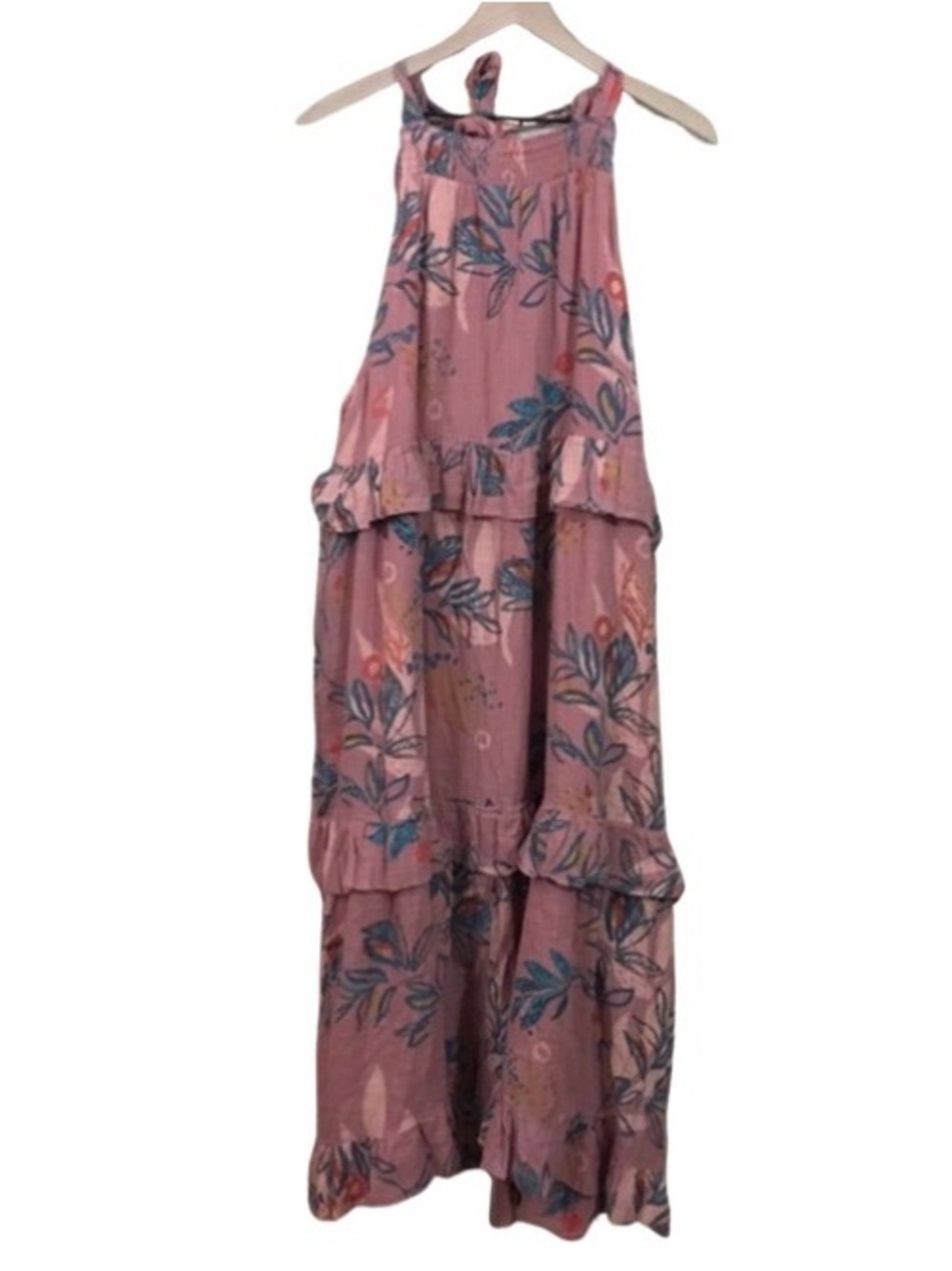 Free People Anita Tiered Ruffle Floral Print Maxi Dress in Desert Rose Size M - Picture 4 of 9